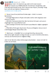 Post des Verein WIR zur e-ID
